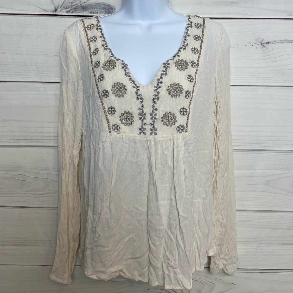 Cape Juby cream embroidered tunic size M
